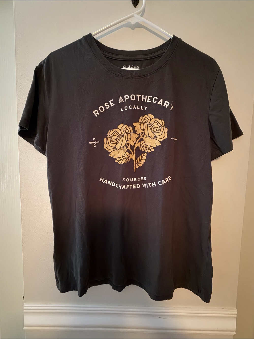Rose Apothecary Graphic Tee - Black with Gold Floral Print